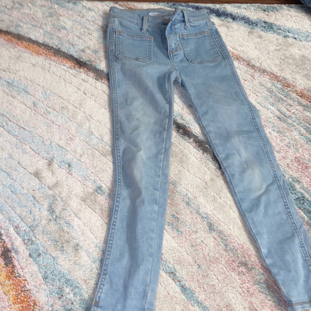 Old Navy light blue skinny jeans.